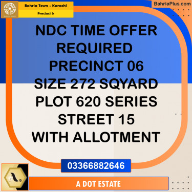272 Sq. Yards Residential Plot for Sale in Precinct 6 -  Bahria Town, Karachi - (BP-206902)
