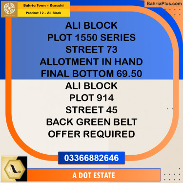 125 Sq. Yards Residential Plot for Sale in Precinct 12 - Ali Block -  Bahria Town, Karachi - (BP-206904)