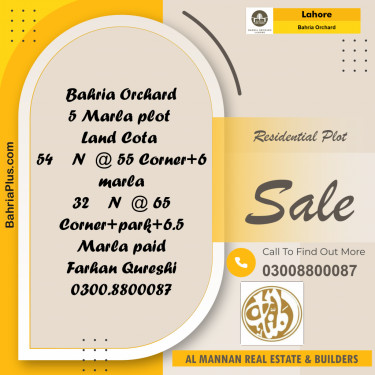 Residential Plot for Sale in Bahria Orchard, Lahore - (BP-206961)