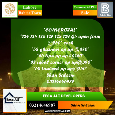 Commercial Plot for Sale in Bahria Town, Lahore - (BP-206963)