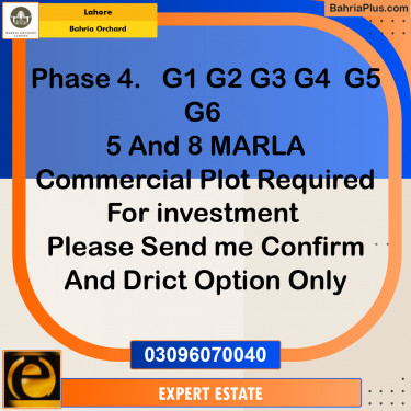 Commercial Plot for Sale in Bahria Orchard, Lahore - (BP-207022)