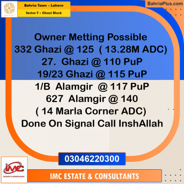 Residential Plot for Sale in Sector F - Ghazi Block -  Bahria Town, Lahore - (BP-207043)