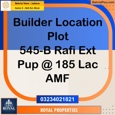 10 Marla Residential Plot for Sale in Sector E - Rafi Ext. Block -  Bahria Town, Lahore - (BP-207138)