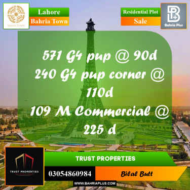 Residential Plot for Sale in Bahria Town, Lahore - (BP-207155)