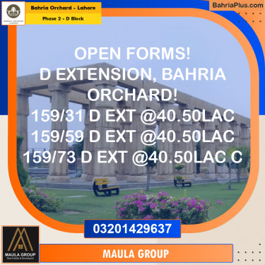 5 Marla Residential Plot for Sale in Phase 2 - D Block -  Bahria Orchard, Lahore - (BP-207159)