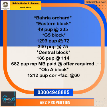 Residential Plot for Sale in OLC-A Block -  Bahria Orchard, Lahore - (BP-207173)