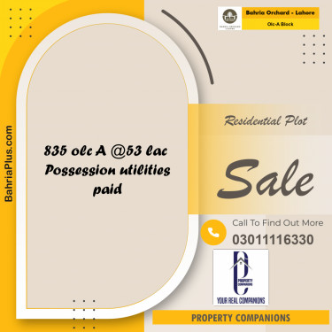 5 Marla Residential Plot for Sale in OLC-A Block -  Bahria Orchard, Lahore - (BP-207195)
