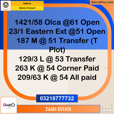 Residential Plot for Sale in Bahria Orchard, Lahore - (BP-207255)