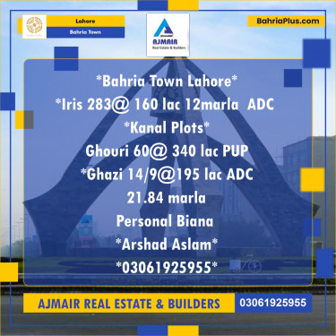 Residential Plot for Sale in Bahria Town, Lahore - (BP-207256)