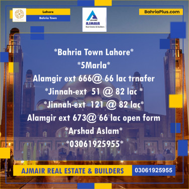 Residential Plot for Sale in Bahria Town, Lahore - (BP-207261)