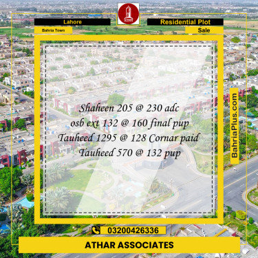 Residential Plot for Sale in Bahria Town, Lahore - (BP-207292)