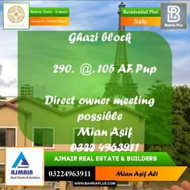 Residential Plot for Sale in Sector F - Ghazi Block -  Bahria Town, Lahore - (BP-207310)