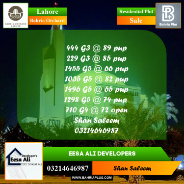 Residential Plot for Sale in Bahria Orchard, Lahore - (BP-207316)