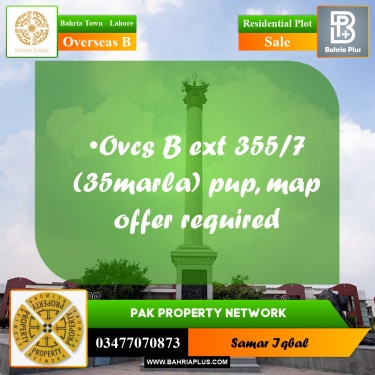 35 Marla Residential Plot for Sale in Overseas B -  Bahria Town, Lahore - (BP-207319)