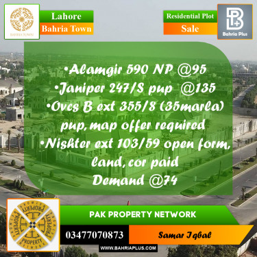 Residential Plot for Sale in Bahria Town, Lahore - (BP-207326)