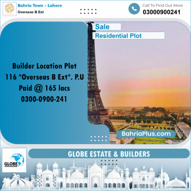 10 Marla Residential Plot for Sale in Overseas B Ext -  Bahria Town, Lahore - (BP-207349)