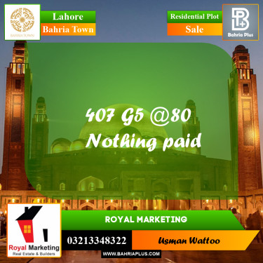 Residential Plot for Sale in Bahria Town, Lahore - (BP-207362)