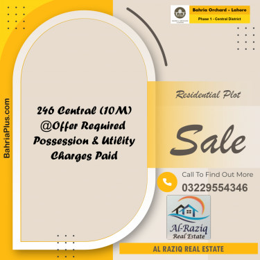 10 Marla Residential Plot for Sale in Phase 1 - Central District -  Bahria Orchard, Lahore - (BP-207388)