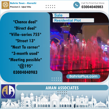 Residential Plot for Sale in Precinct 2 - Iqbal Villa -  Bahria Town, Karachi - (BP-207394)