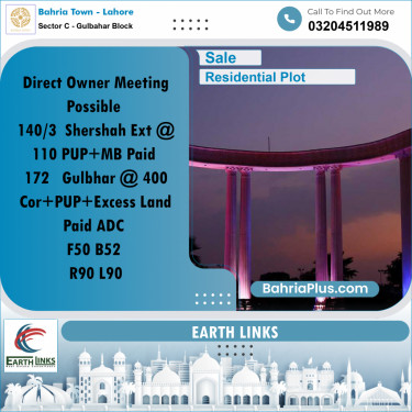 1 Kanal Residential Plot for Sale in Sector C - Gulbahar Block -  Bahria Town, Lahore - (BP-207415)
