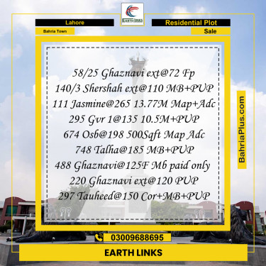 Residential Plot for Sale in Bahria Town, Lahore - (BP-207440)