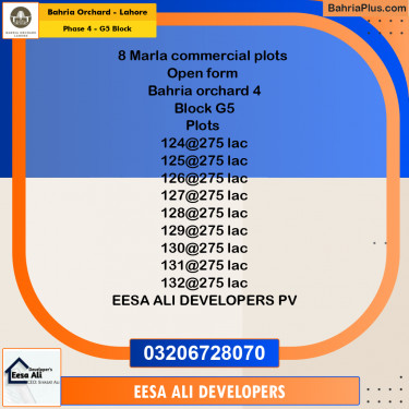8 Marla Residential Plot for Sale in Phase 4 - G5 Block -  Bahria Orchard, Lahore - (BP-207630)