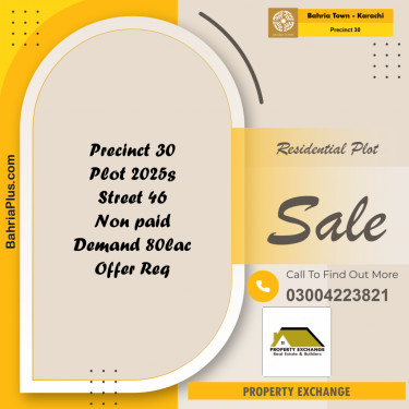 272 Sq. Yards Residential Plot for Sale in Precinct 30 -  Bahria Town, Karachi - (BP-207653)