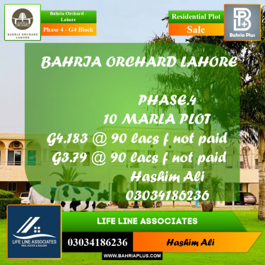 10 Marla Residential Plot for Sale in Phase 4 - G4 Block -  Bahria Orchard, Lahore - (BP-207687)