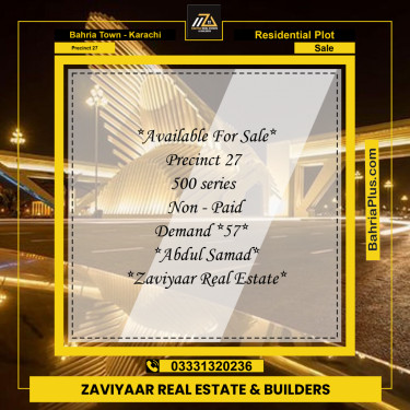 125 Sq. Yards Residential Plot for Sale in Precinct 27 -  Bahria Town, Karachi - (BP-207723)
