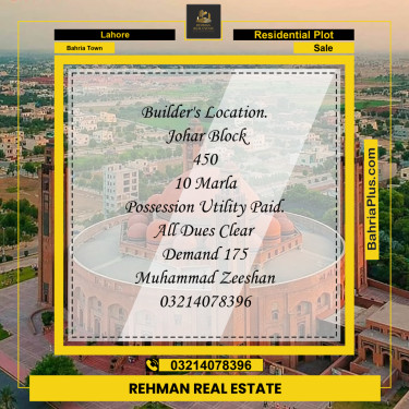 Residential Plot for Sale in Bahria Town, Lahore - (BP-207861)