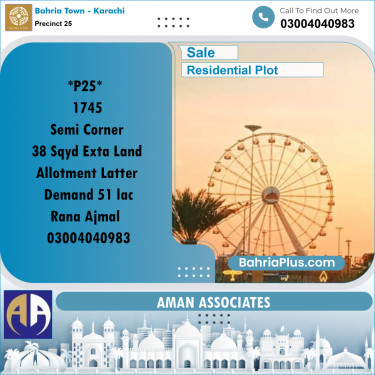 Residential Plot for Sale in Precinct 25 -  Bahria Town, Karachi - (BP-207880)