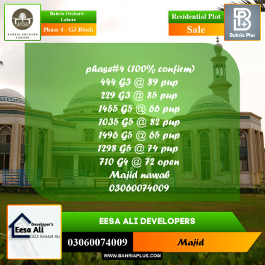 Residential Plot for Sale in Phase 4 - G3 Block -  Bahria Orchard, Lahore - (BP-207910)