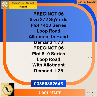 272 Sq. Yards Residential Plot for Sale in Precinct 6 -  Bahria Town, Karachi - (BP-207928)