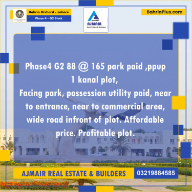 1 Kanal Residential Plot for Sale in Phase 4 - G2 Block -  Bahria Orchard, Lahore - (BP-207955)