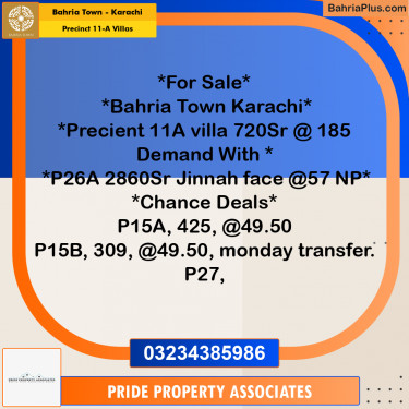 720 Sq. Yards Residential Plot for Sale in Precinct 11-A Villas -  Bahria Town, Karachi - (BP-207972)