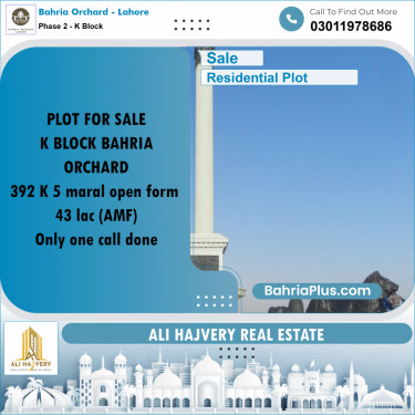 5 Marla Residential Plot for Sale in Phase 2 - K Block -  Bahria Orchard, Lahore - (BP-208024)