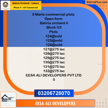 8 Marla Commercial Plot for Sale in Phase 4 - G5 Commercial -  Bahria Orchard, Lahore - (BP-208053)