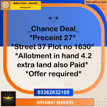 125 Sq. Yards Residential Plot for Sale in Precinct 27 -  Bahria Town, Karachi - (BP-208068)