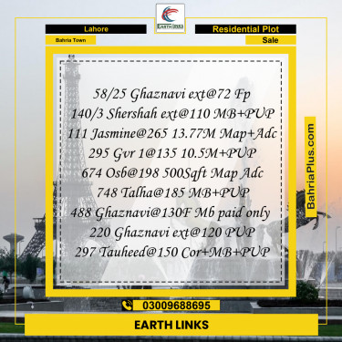 Residential Plot for Sale in Bahria Town, Lahore - (BP-208071)