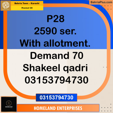 125 Sq. Yards Residential Plot for Sale in Precinct 28 -  Bahria Town, Karachi - (BP-208073)