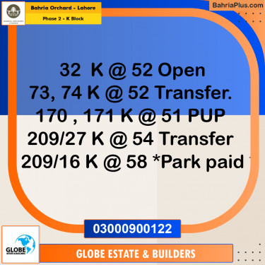 5 Marla Residential Plot for Sale in Phase 2 - K Block -  Bahria Orchard, Lahore - (BP-208080)