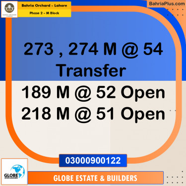 5 Marla Residential Plot for Sale in Phase 2 - M Block -  Bahria Orchard, Lahore - (BP-208081)