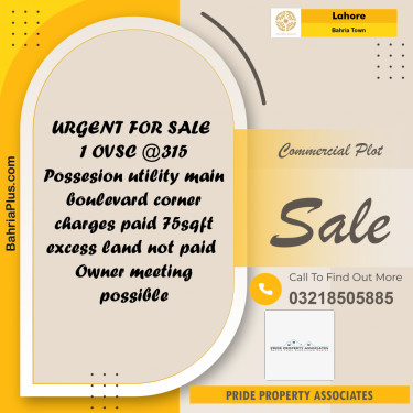 Commercial Plot for Sale in Bahria Town, Lahore - (BP-208124)
