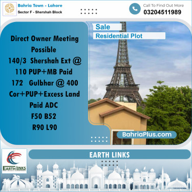 5 Marla Residential Plot for Sale in Sector F - Shershah Block -  Bahria Town, Lahore - (BP-208126)