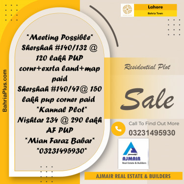 Residential Plot for Sale in Bahria Town, Lahore - (BP-208127)