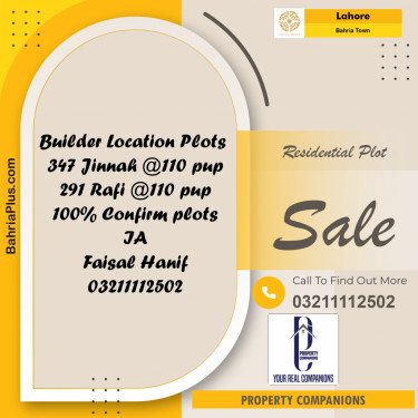Residential Plot for Sale in Bahria Town, Lahore - (BP-208156)