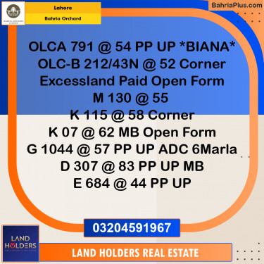 Residential Plot for Sale in Bahria Orchard, Lahore - (BP-208320)