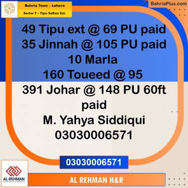 5 Marla Residential Plot for Sale in Sector F - Tipu Sultan Ext. -  Bahria Town, Lahore - (BP-208349)