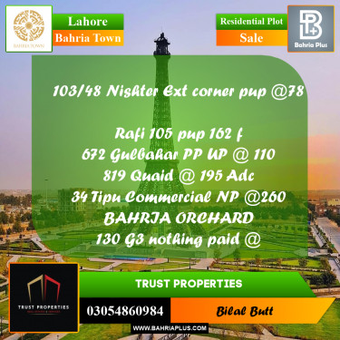 Residential Plot for Sale in Bahria Town, Lahore - (BP-208350)