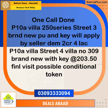 200 Sq. Yards Residential Plot for Sale in Precinct 10-A Villas -  Bahria Town, Karachi - (BP-208377)